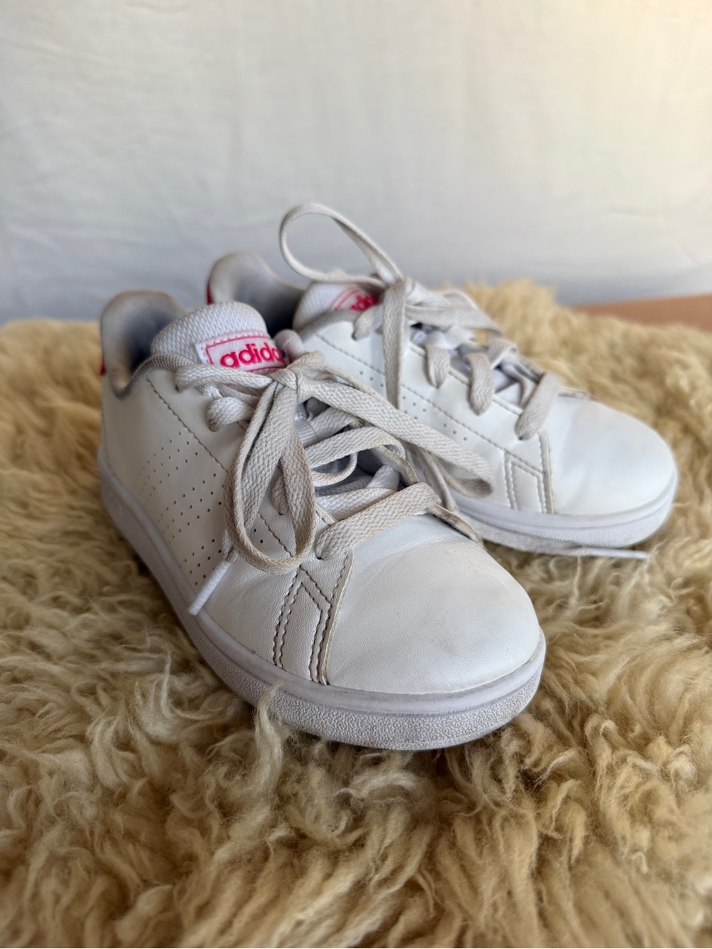 Adidas Kids Advantage Base 2.0 Shoes White and Pink